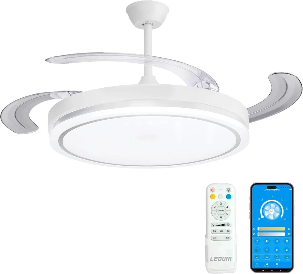Retractable Blade Ceiling Fan with LED Light