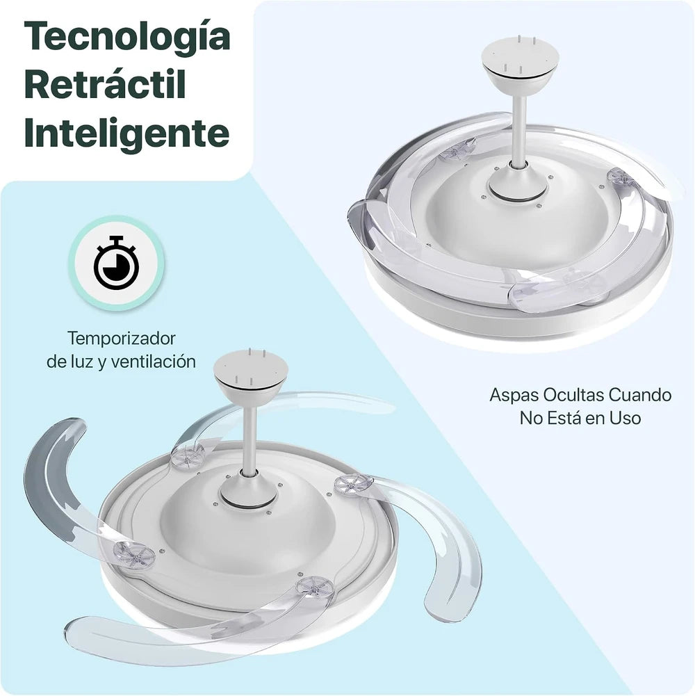 Retractable Blade Ceiling Fan with LED Light