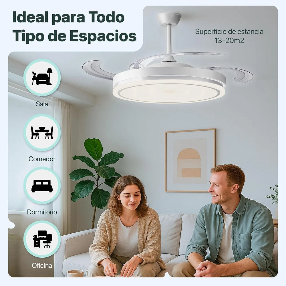 Retractable Blade Ceiling Fan with LED Light